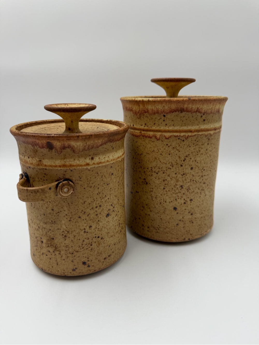 Vintage 80’s studio pottery canisters with lids